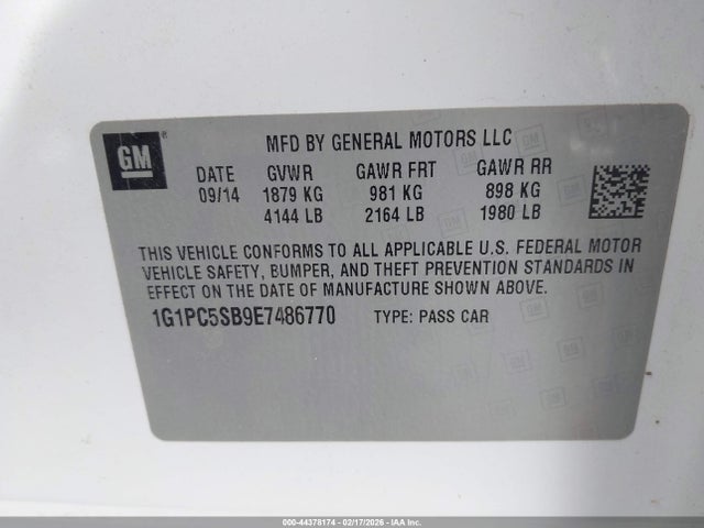 Chevrolet Cruze 1lt Auto 2014 1G1PC5SB9E7486770 Image 9
