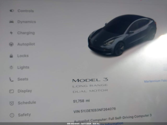Tesla Model 3 Long Range Dual Motor All-wheel Drive 2022 5YJ3E1EB3NF264076 Image 15