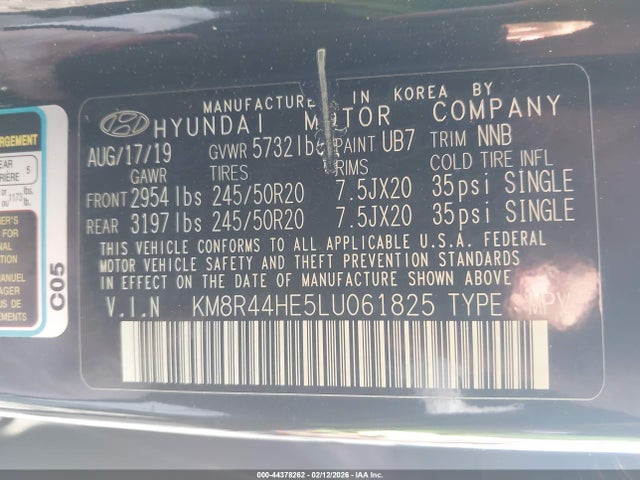 Aukcja sprzedaży 2020 Hyundai Palisade Sel, vin: KM8R44HE5LU061825, numer aukcji: 44378262