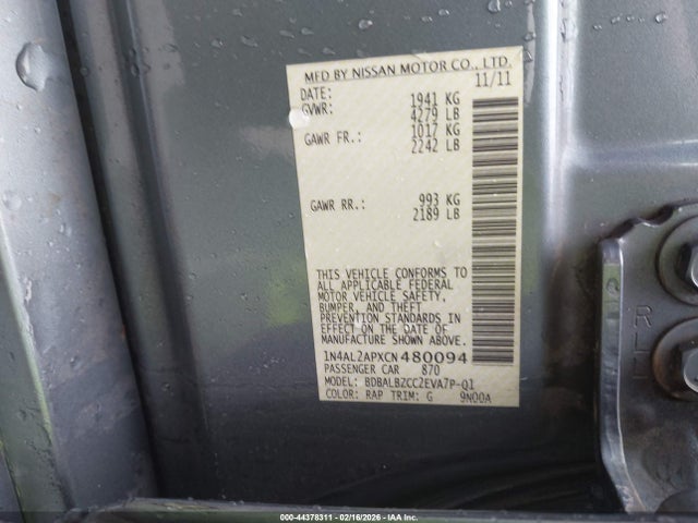 2012 NISSAN ALTIMA 1N4AL2APXCN480094 Photo 8