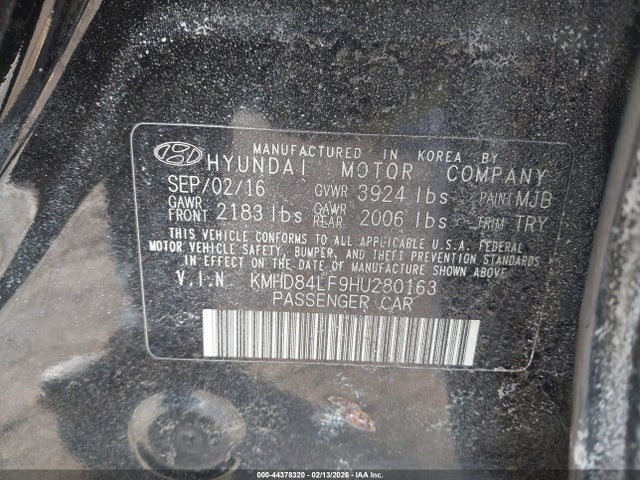 KMHD84LF9HU280163 Hyundai Elantra Limited