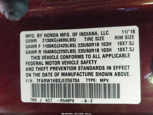 7FARW1H8XJE056704 Honda Cr-v Ex-l/ex-l Navi