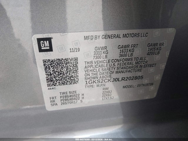 Aukcja sprzedaży 2020 Gmc Yukon 4wd Denali, vin: 1GKS2CKJ0LR202805, numer aukcji: 44378389