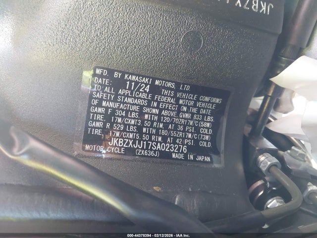JKBZXJJ17SA023276 Kawasaki Zx636 K