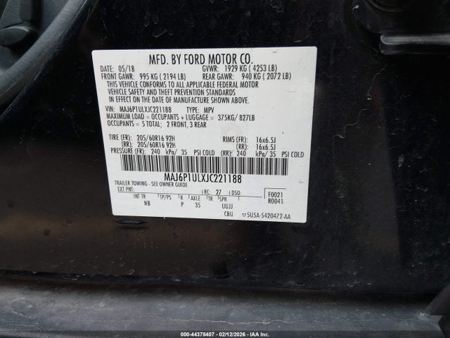 MAJ6P1ULXJC221188 Ford Ecosport Se