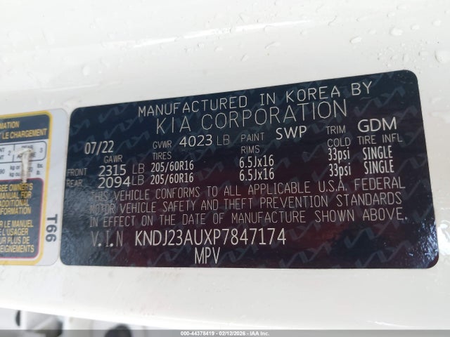 KNDJ23AUXP7847174 KIA SOUL LX
