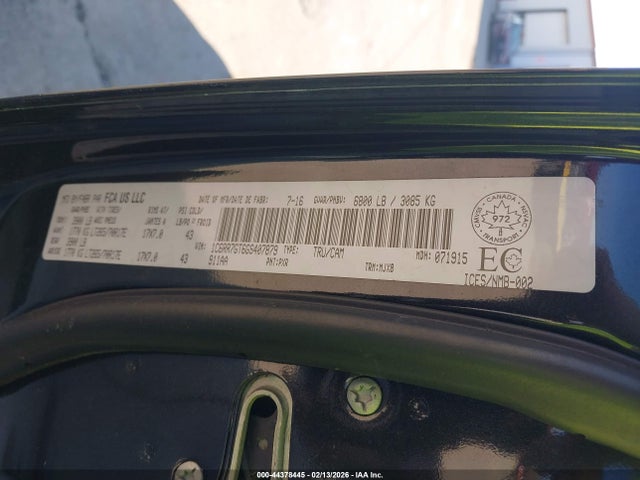 44378445 :رقم المزاد ، 1C6RR7GT6GS407879 vin ، 2016 Ram 1500 Slt مزاد بيع