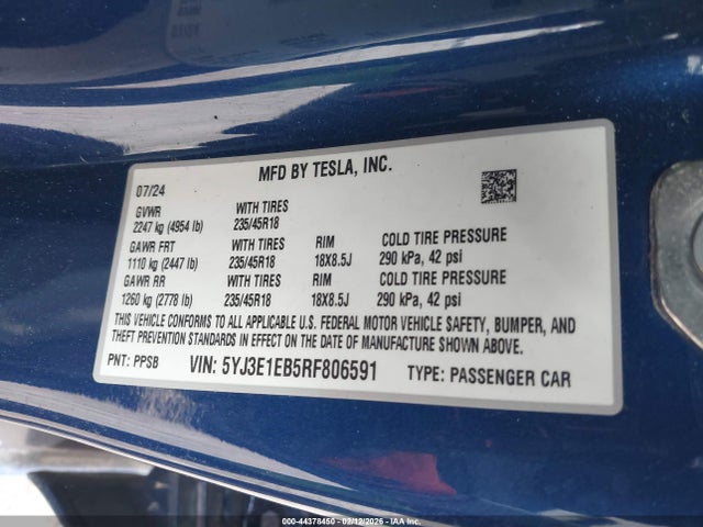 2024 TESLA MODEL 3 5YJ3E1EB5RF806591 Photo 8