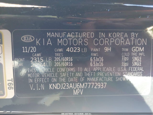 KNDJ23AU6M7772937 KIA SOUL S