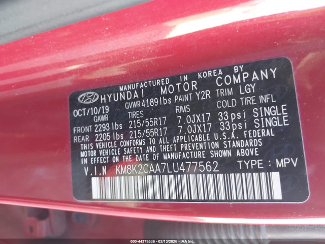 Hyundai Kona Sel 2020 KM8K2CAA7LU477562 Image 9