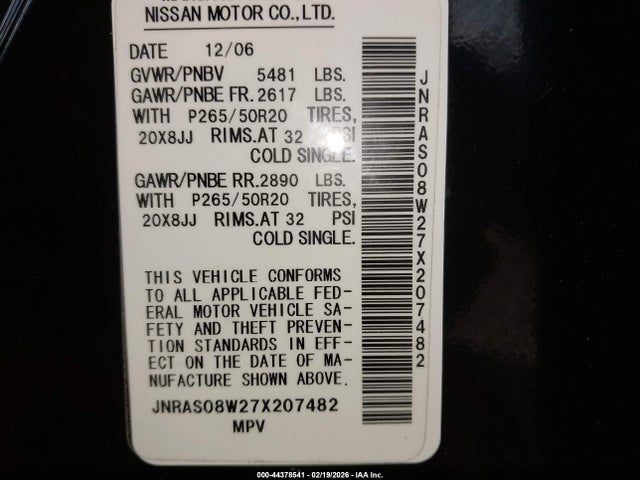 2007 INFINITI FX35 JNRAS08W27X207482 Photo 8