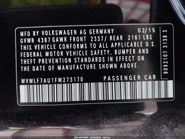 WVWLF7AU1FW273170 Volkswagen Golf R 4-door