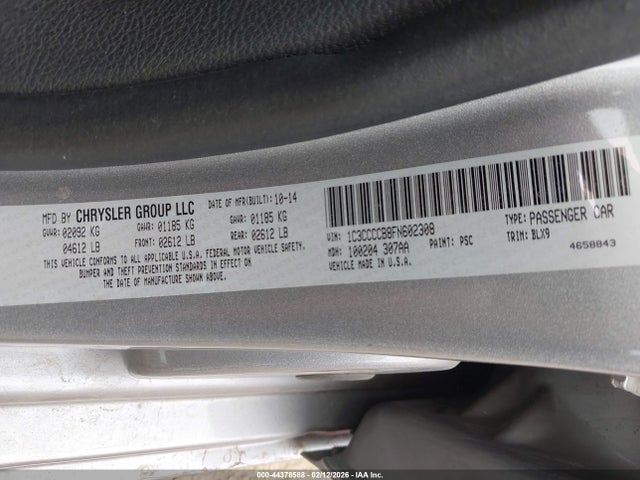 Продажа на аукционе авто 2015 Chrysler 200 C, vin: 1C3CCCCB8FN602308, номер лота: 44378588