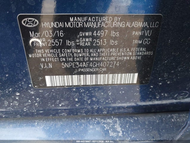2016 HYUNDAI SONATA 5NPE34AF4GH407274 Photo 8