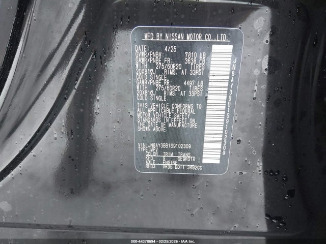 Nissan Armada Sl 4wd 2025 JN8AY3BB1S9102309 Image 9