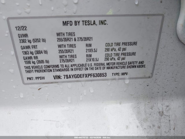 7SAYGDEFXPF630853 Tesla Model Y Performance Dual Motor All-wheel Drive