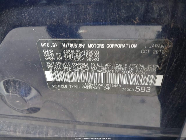 2013 MITSUBISHI LANCER JA32V6FV4DU013458 Photo 8