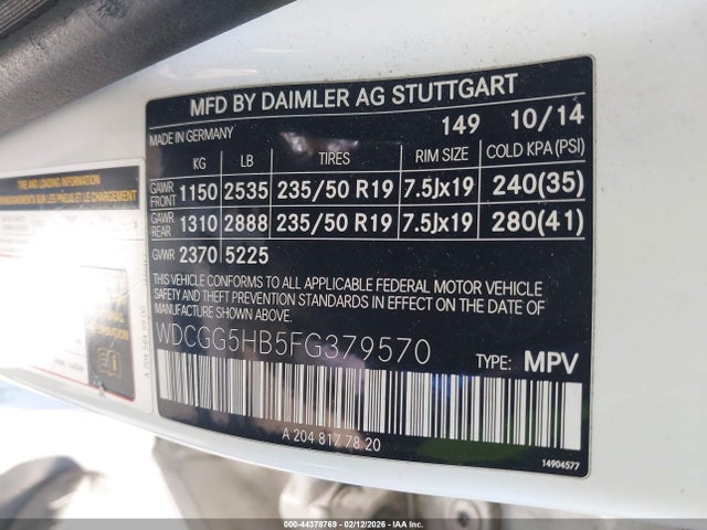WDCGG5HB5FG379570 Mercedes-Benz GLK 350