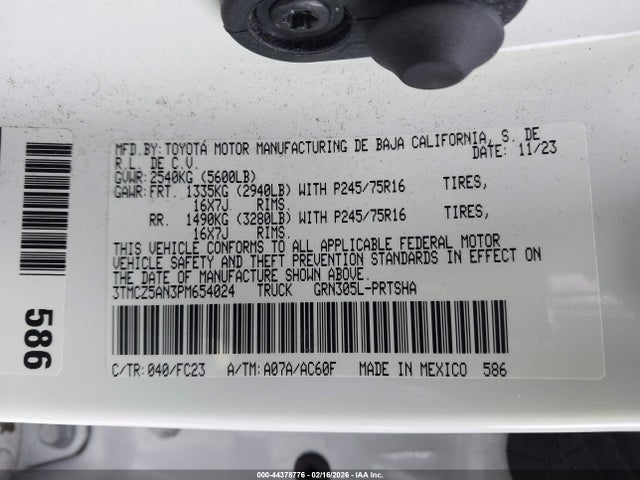 3TMCZ5AN3PM654024 Toyota Tacoma Sr5 V6