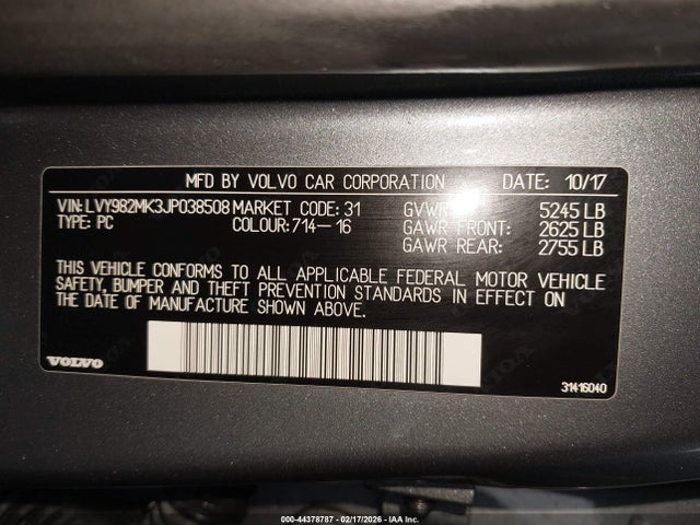 2018 VOLVO S90 LVY982MK3JP038508 Photo 8