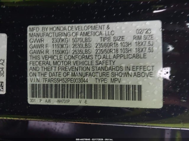 7FARS5H52PE003044 Honda Cr-v Hybrid Sport
