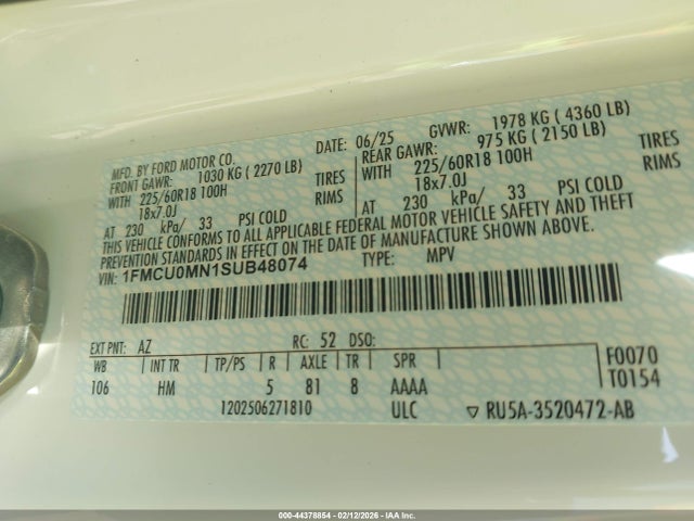 2025 FORD ESCAPE 1FMCU0MN1SUB48074 Photo 8