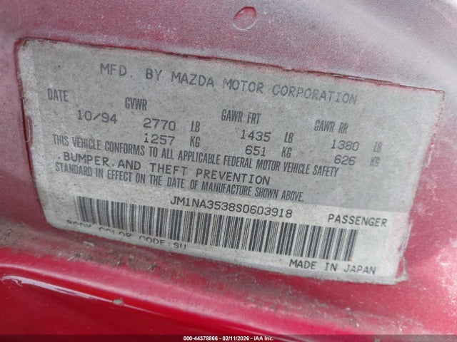 Продаж на аукціоні авто 1995 Mazda Mx-5 Miata, vin: JM1NA3538S0603918, номер лоту: 44378866