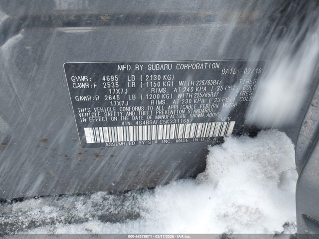 4S4BSAFC5K3311687 Subaru Outback 2.5i Premium