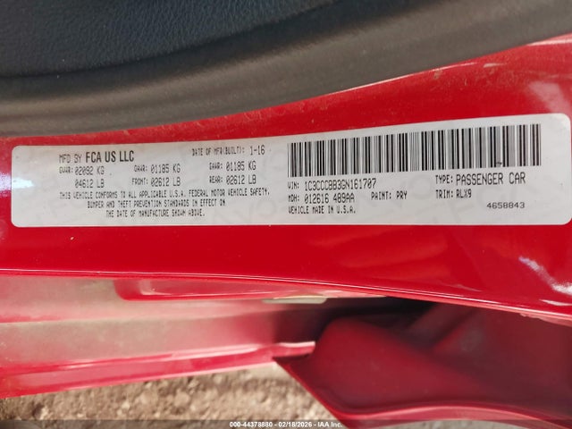 Продажа на аукционе авто 2016 Chrysler 200 S, vin: 1C3CCCBB3GN161707, номер лота: 44378880