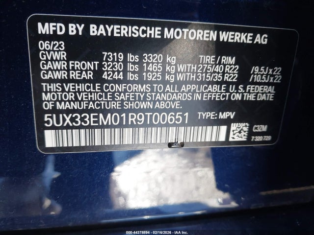 5UX33EM01R9T00651 BMW X7 M60i