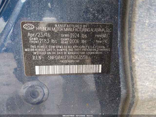 2017 Hyundai Elantra Se მანქანა იყიდება აუქციონზე, vin: 5NPD84LF1HH063558, აუქციონის ნომერი: 44378930