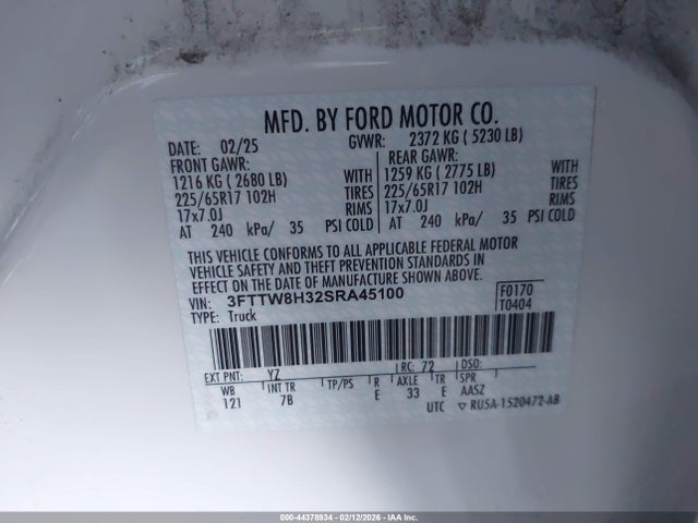 3FTTW8H32SRA45100 Ford Maverick Xlt