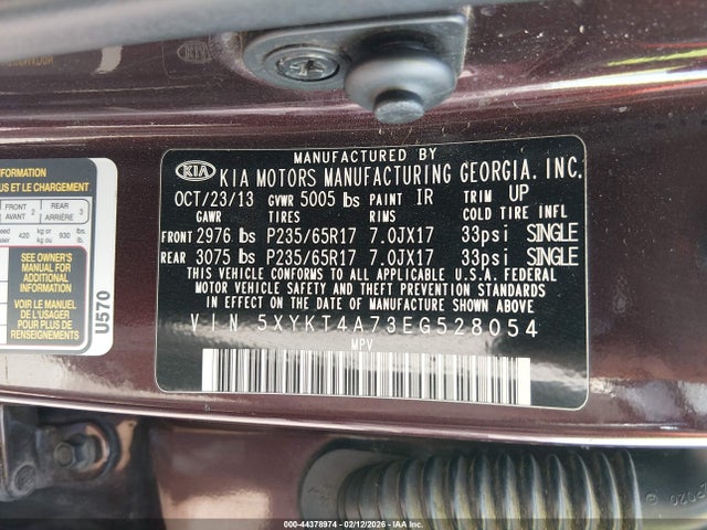 5XYKT4A73EG528054 KIA Sorento Lx V6