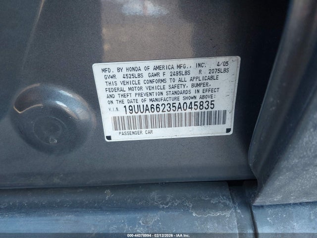 2005 ACURA TL 19UUA66235A045835 Photo 8