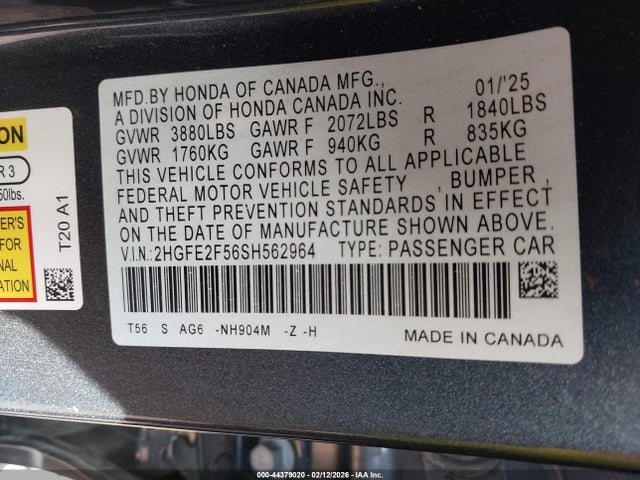Honda Civic Sport 2025 2HGFE2F56SH562964 Image 9