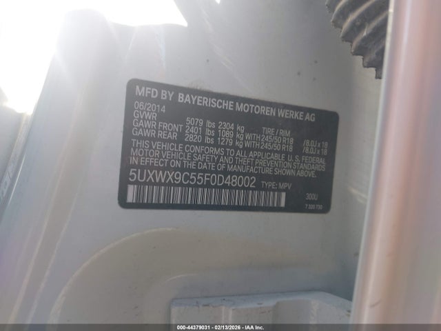 Aukcja sprzedaży 2015 Bmw X3 Xdrive28i, vin: 5UXWX9C55F0D48002, numer aukcji: 44379031