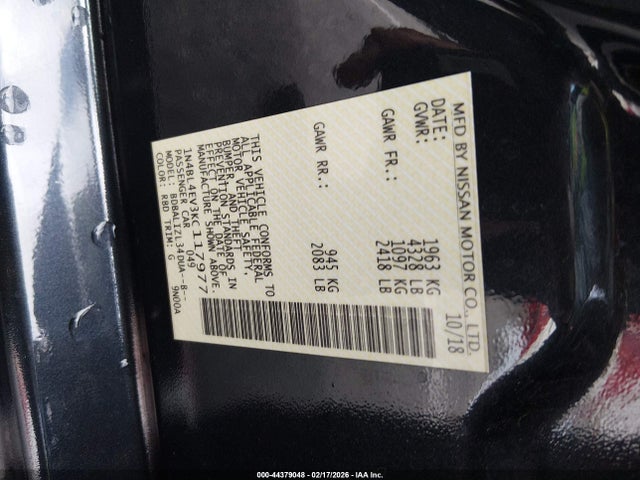 Nissan Altima 2.5 Sl 2019 1N4BL4EV3KC117977 Image 9