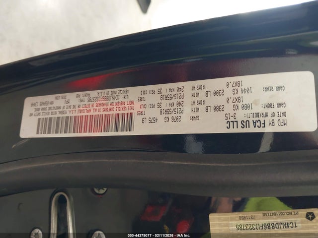 Продаж на аукціоні авто 2015 Jeep Compass Altitude Edition, vin: 1C4NJDBB6FD323785, номер лоту: 44379077