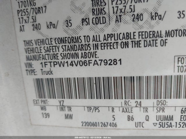 2006 FORD F-150 1FTPW14V06FA79281 Photo 8