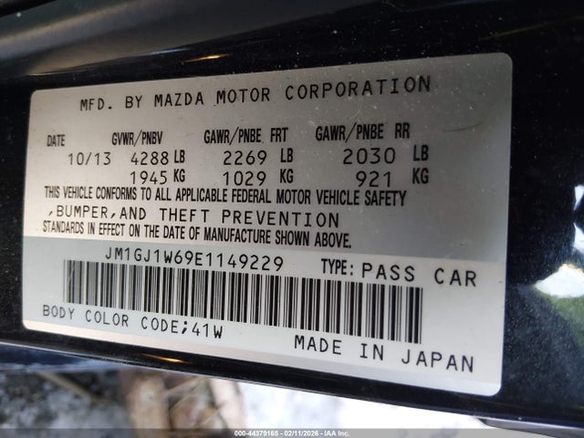 44379165 :رقم المزاد ، JM1GJ1W69E1149229 vin ، 2014 Mazda Mazda6 مزاد بيع