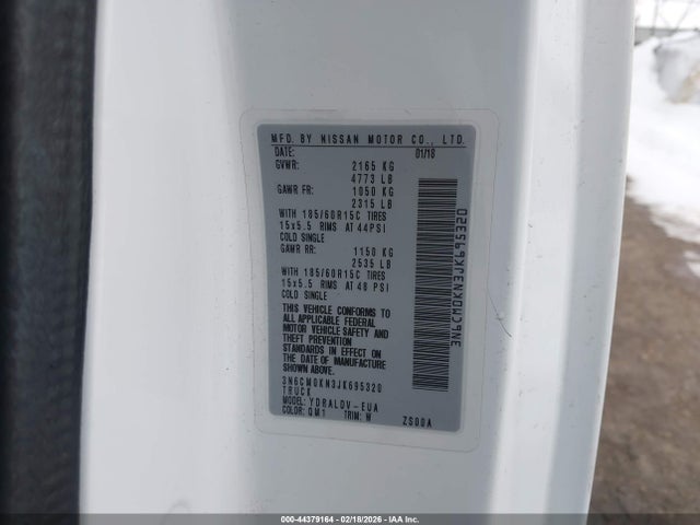 Aukcja sprzedaży 2018 Nissan Nv200 S, vin: 3N6CM0KN3JK695320, numer aukcji: 44379164