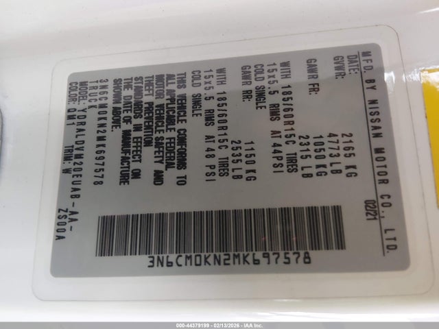 3N6CM0KN2MK697578 Nissan Nv200 Cargo S Xtronic Cvt