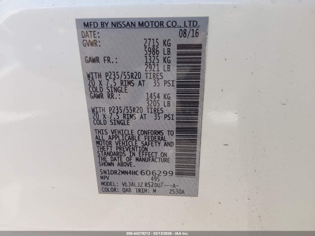 Nissan Pathfinder Platinum 2017 5N1DR2MN4HC606299 Image 9