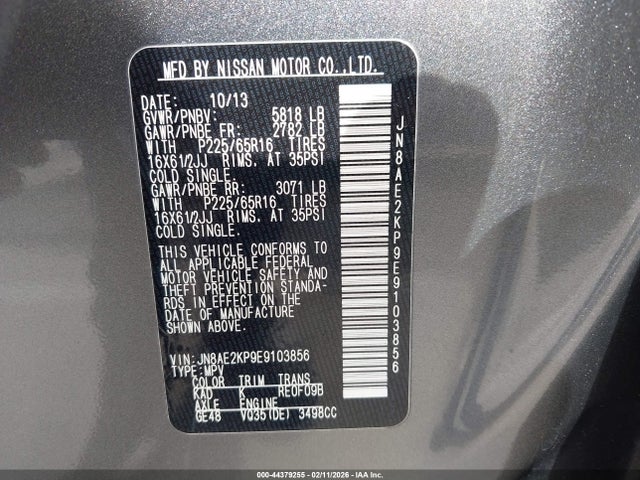 Nissan QUEST S 2014 JN8AE2KP9E9103856 Image 9