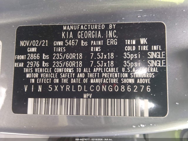 2022 KIA SORENTO 5XYRLDLC0NG086276 Photo 8