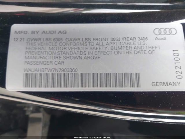 WAUAHBFW7N7903360 Audi Rs E-tron Gt Quattro