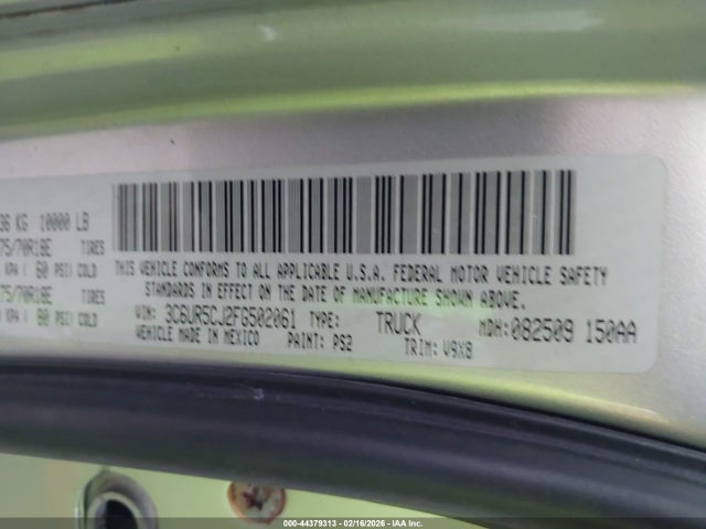 44379313 :رقم المزاد ، 3C6UR5CJ2FG502061 vin ، 2015 Ram 2500 مزاد بيع