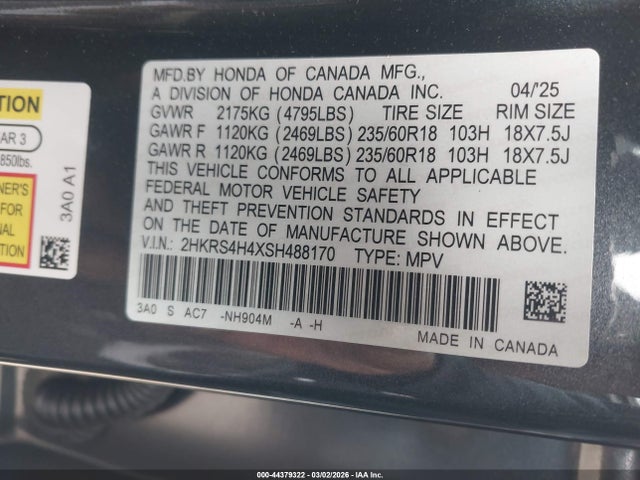 2HKRS4H4XSH488170 Honda Cr-v Ex Awd