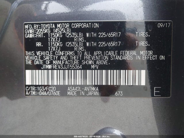 JTMWFREV3JJ155364 Toyota Rav4 Xle