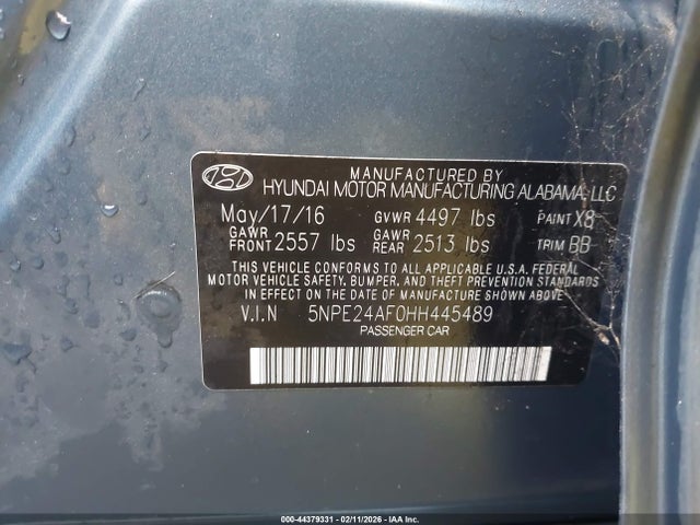 Hyundai Sonata 2017 5NPE24AF0HH445489 Image 9